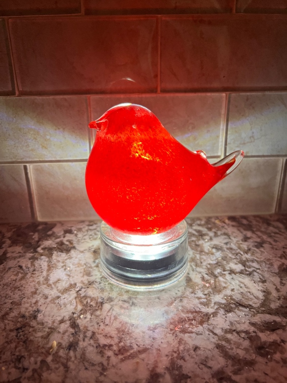 Ultimate Innovations Bird Light Up Glass Outdoor/Indoor Decorative Scultpure Red